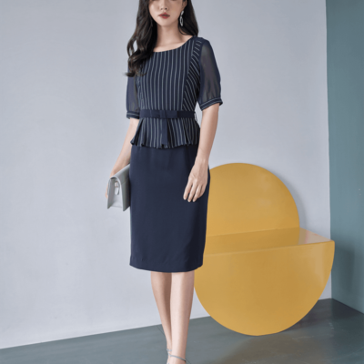 ĐẦM PEPLUM PHỐI KẺ P001